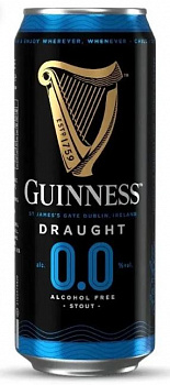 Guinness Draught Alcohol Free / Гиннесс Драфт безалкогольное 0,44 банка (24) БЛ