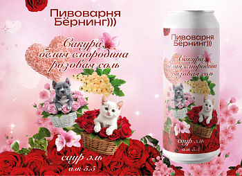 BURNING BREWERY САКУРА, БЕЛАЯ СМОРОДИНА, РОЗОВАЯ СОЛЬ / Бёрнинг Брювери Сакура 0,45 банка